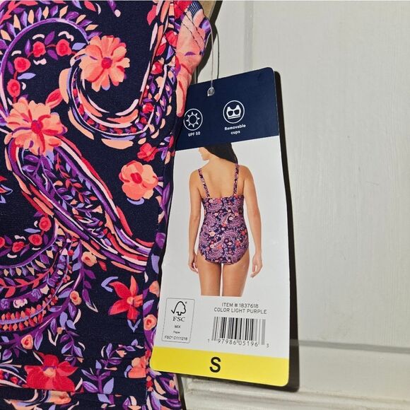 Lands' End Purple Paisley Swimsuit New Withbtags Small - Picture 3 of 6
